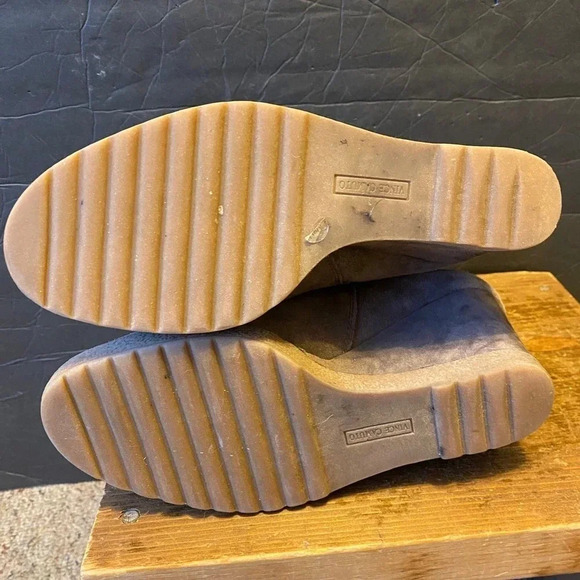 Vince Camuto Brown Sued Leather Upper Wedge High Heels Boots Women Size 7M/37 - Picture 3 of 6